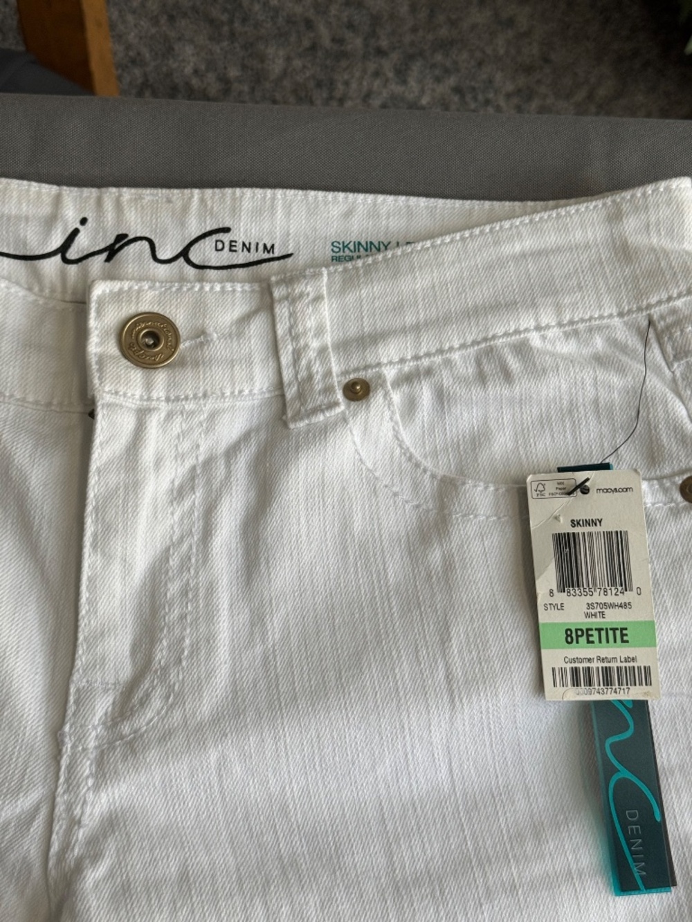 New INC White Skinny Jeans 8 Petite - Picture 5 of 7